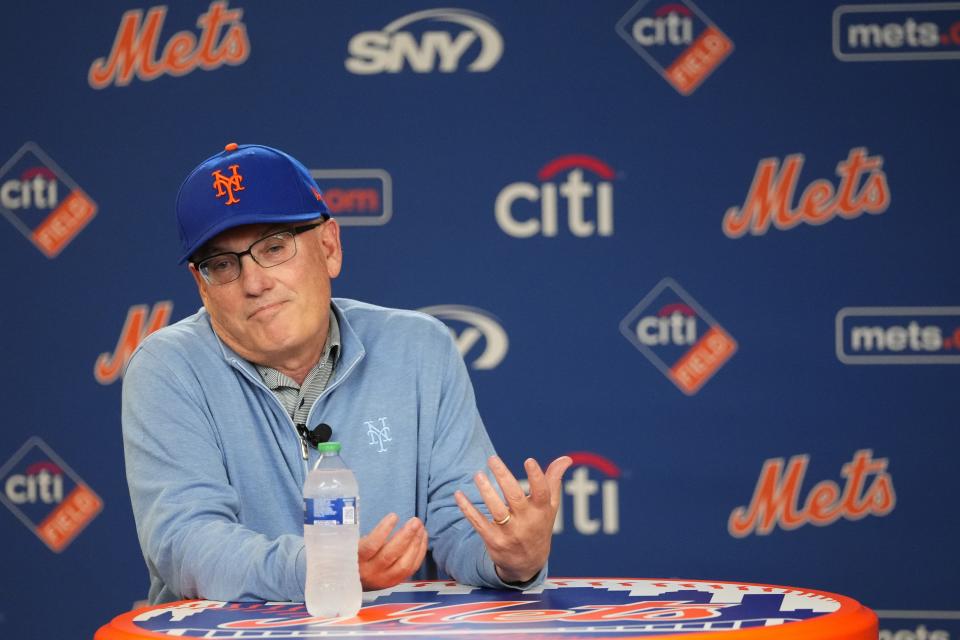 New York Mets owner Steve Cohen speaks during a news conference before a baseball game against the Milwaukee Brewers Wednesday, June 28, 2023, in New York. (AP Photo/Frank Franklin II)