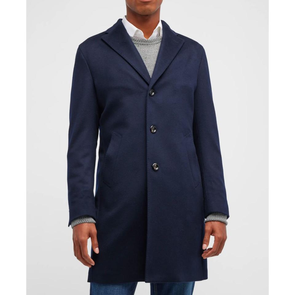 Men's Solid Cashmere Topcoat