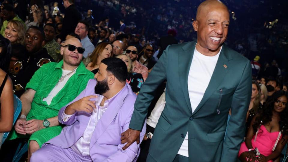 Kevin Liles (right) with Fat Joe and DJ Khaled at the Billboard Music Awards (Getty Images)