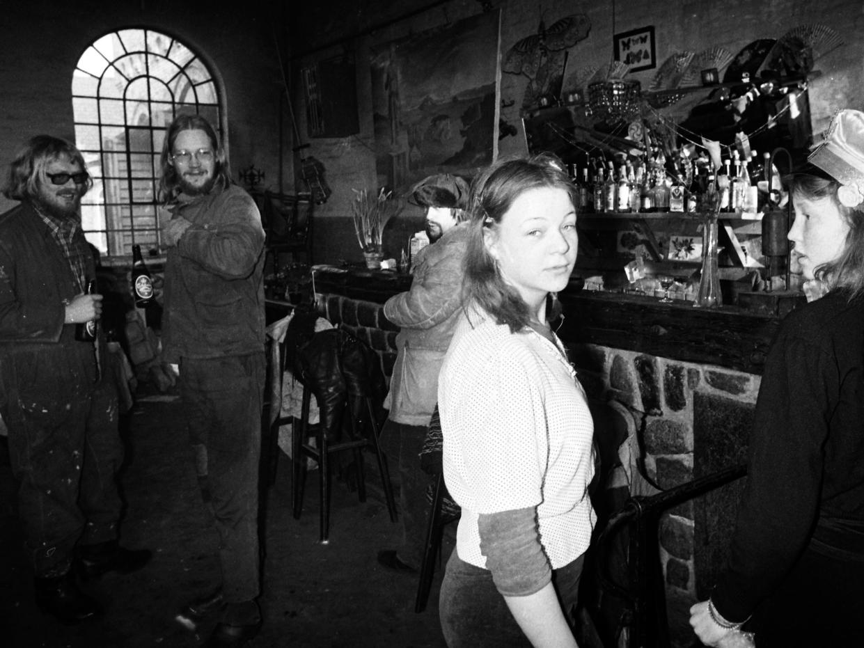 Residents in a bar in Christiania in 1976.