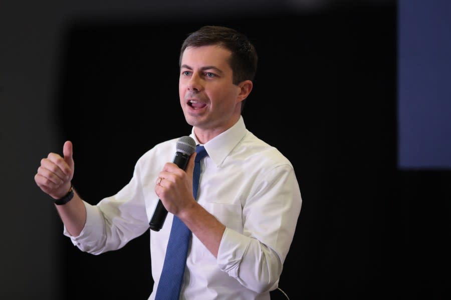 CRESTON, IOWA – NOVEMBER 25: Democratic presidential candidate South Bend, Indiana Mayor Pete Buttigieg speaks to guests during a campaign stop at the YMCA on November 25, 2019 in Creston, Iowa. The 2020 Iowa Democratic caucuses take place on February 3, 2020, making it the first nominating contest for the Democratic Party to choose their candidate to face Donald Trump in the 2020 election. (Photo by Scott Olson/Getty Images)