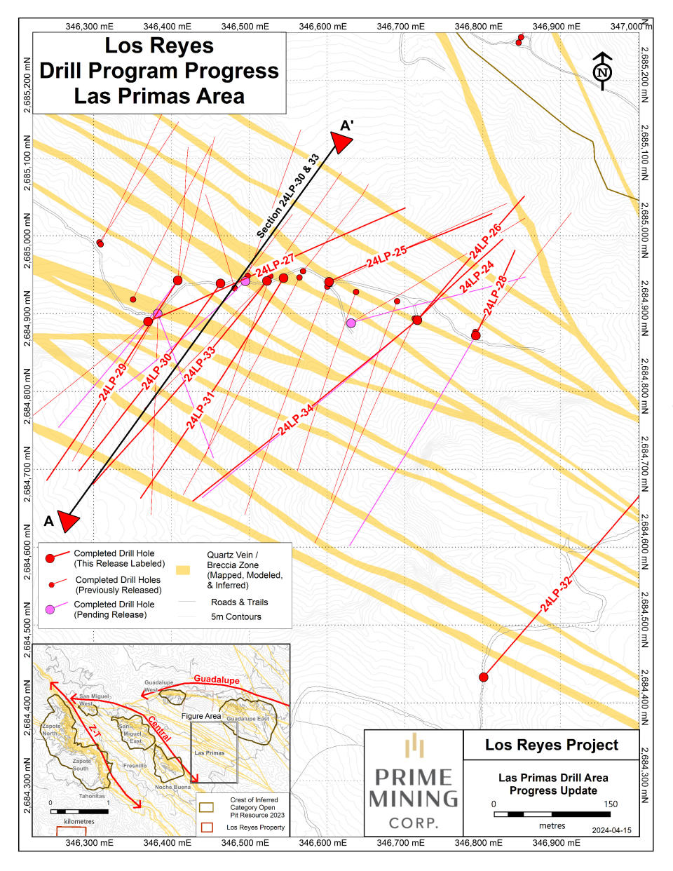 Figure 2 Las Primas Drill Program Progress_Apr 2024