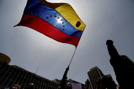 A government supporter waves a flag during a rally in support of Venezuela's President Nicolas Maduro in Caracas, Venezuela May 22, 2017. REUTERS/Marco Bello