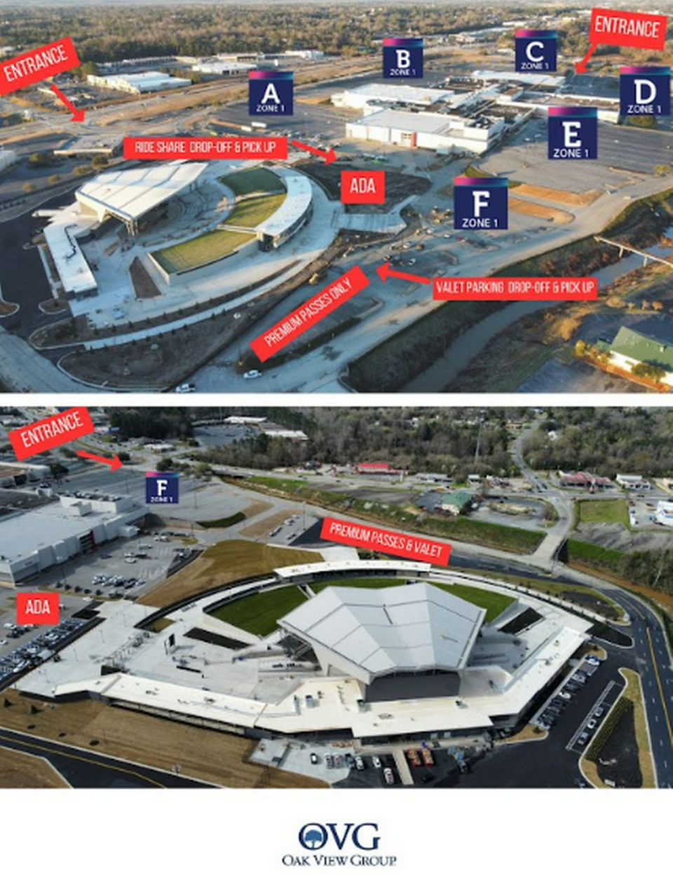 Atrium Health Amphitheater’s parking map