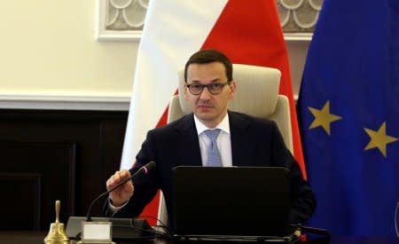 FILE PHOTO: Poland's Prime Minister Mateusz Morawiecki during cabinet meeting in Warsaw, June 12, 2018. Agencja Gazeta/Slawomir Kaminski via REUTERS