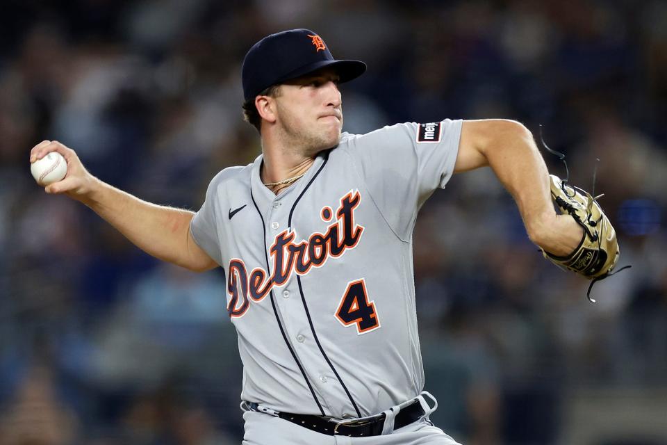 Detroit Tigers pitcher Beau Brieske throws against the New York Yankees during the third inning of a baseball game Wednesday, Sept. 6, 2023, in New York. (AP Photo/Adam Hunger)