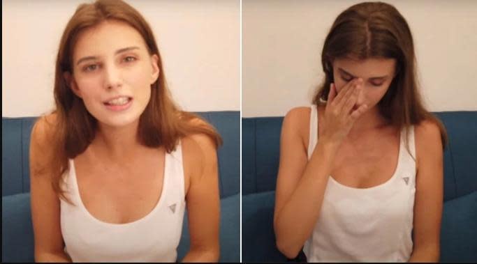 烏克蘭籍的YouTuber林佳娜，針對台男表示的烏克蘭女生很EZ做出回應。（翻攝自林佳娜YouTub）