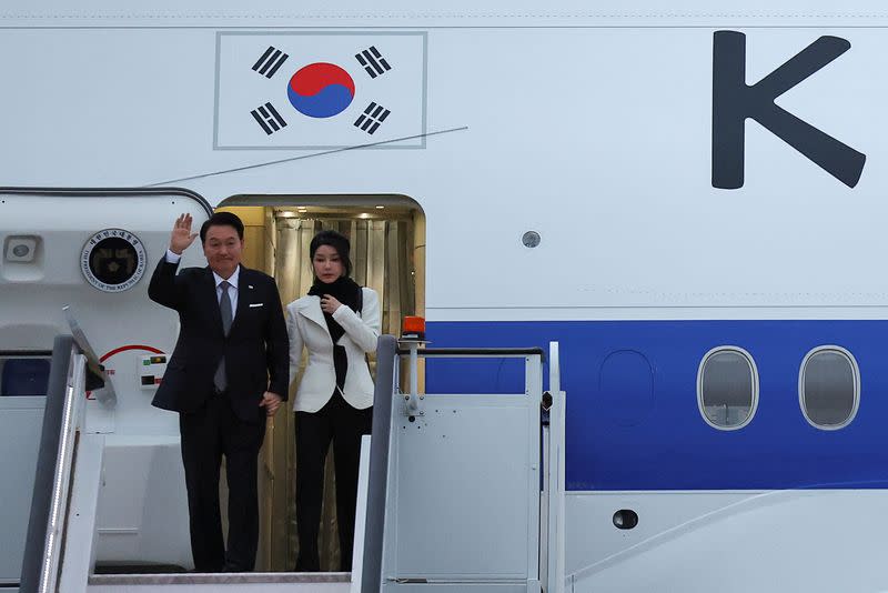 South Korean President Yoon Suk Yeol arrives in the UK for state visit