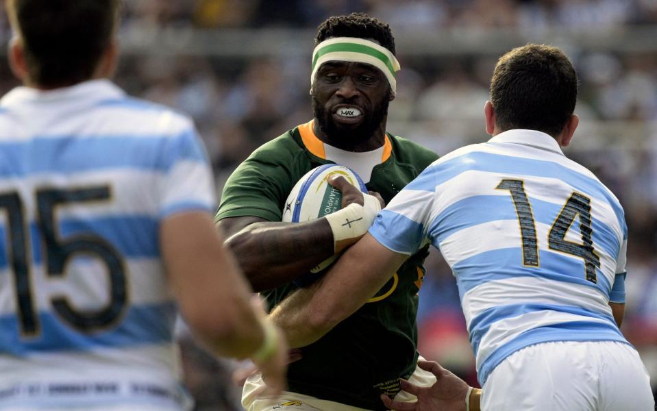 Siya Kolisi taking on the Argentina defence last week - AFP