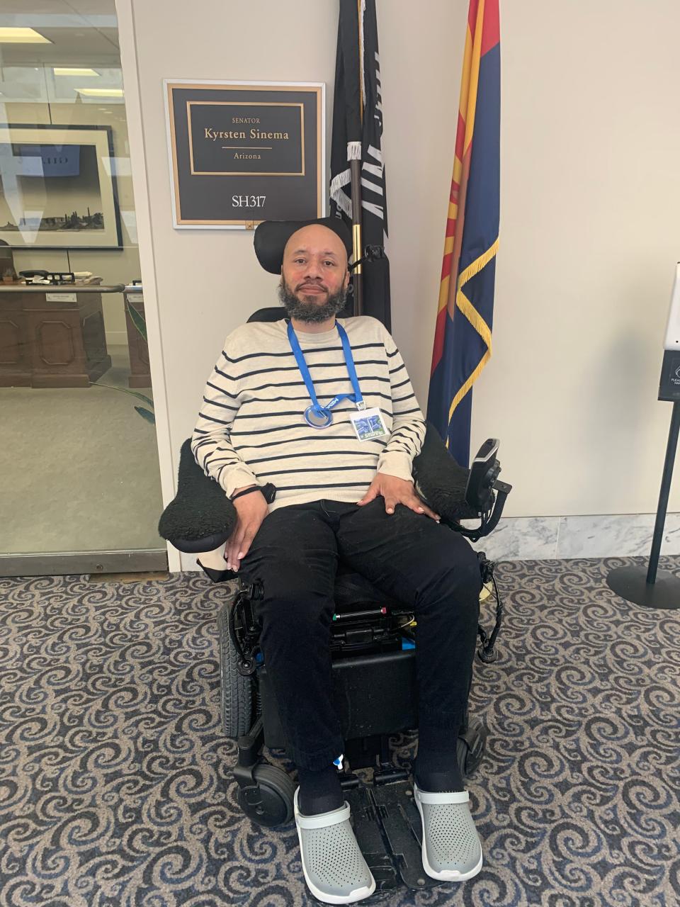 Maceo Carter in his wheelchair on Capitol Hill.