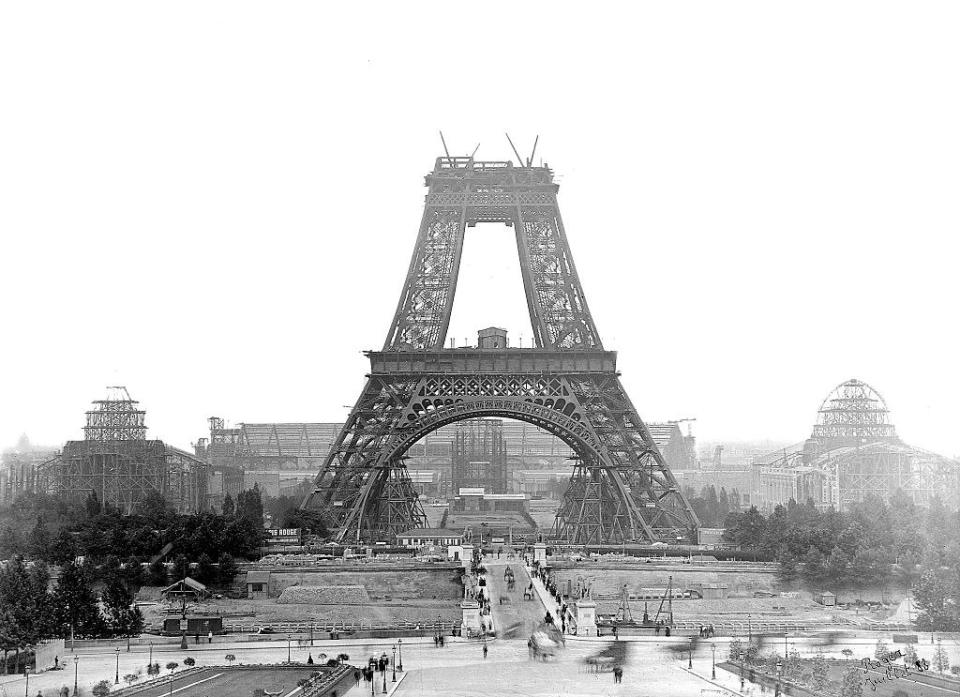 Eiffel Tower partially built