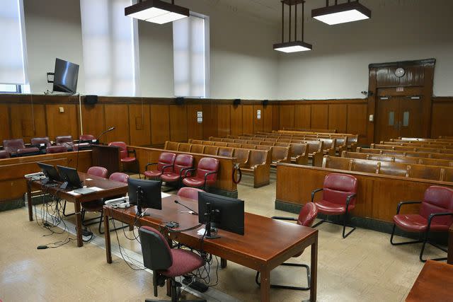 <p>ANGELA WEISS/AFP via Getty</p> New York Judge Juan Merchan's courtroom, where Donald Trump is expected to become the first U.S. president to go on trial