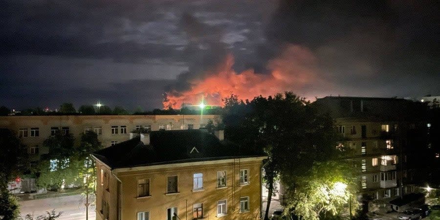 Damage from explosions in the area of the airport in Pskov, the night of August 30