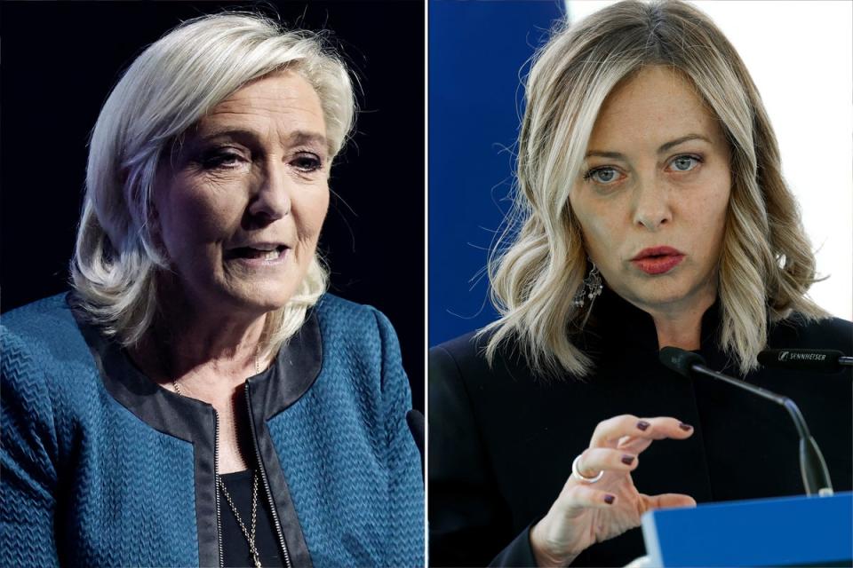 Coaltion? Marine Le Pen, left, and Giorgio Meloni (AFP)