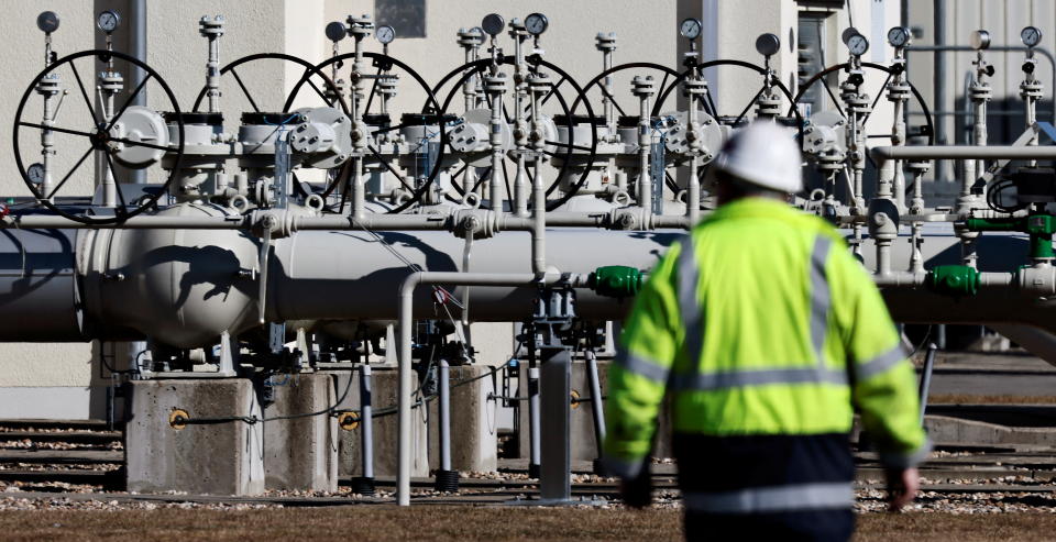 Pipes at the landfall facilities of the 'Nord Stream 1' gas pipeline are pictured in Lubmin, Germany, March 8, 2022. REUTERS/Hannibal Hanschke