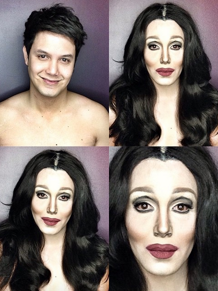 Makeup artist Paolo Ballesteros transforms himself into Cher.