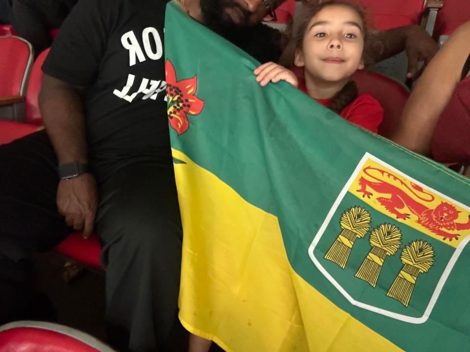 Cindy Burns' brought her daughter to game two of the WHL Championship Series in Portland. They brought a Saskatchewan flag and cheered for the Warriors.