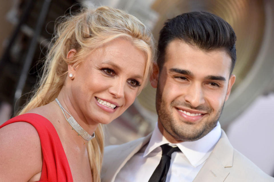 Britney Spears and Sam Asghari in Hollywood on July 22, 2019. / Credit: Axelle/Bauer-Griffin/FilmMagic via Getty