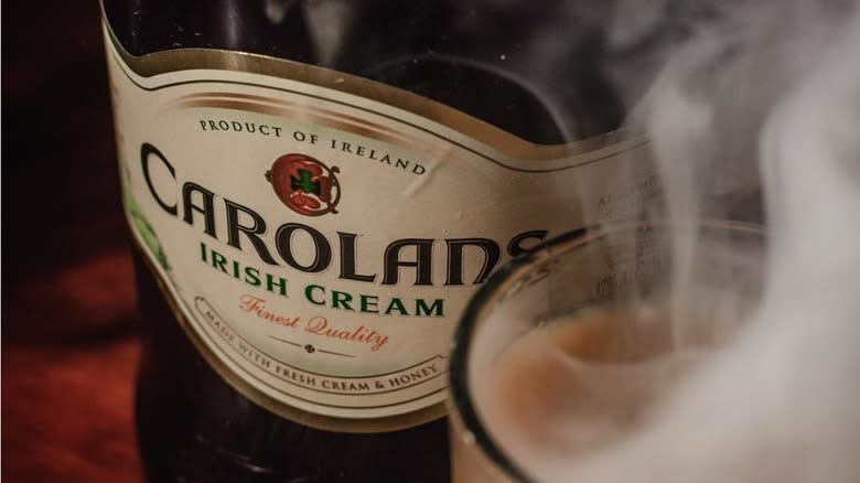 Carolans Irish Cream bottle and drink