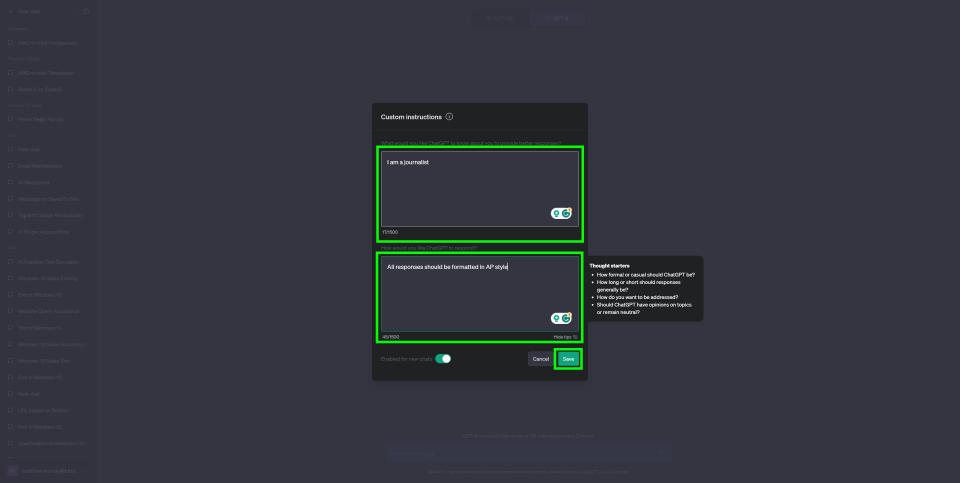 How to set up ChatGPT Custom instructions