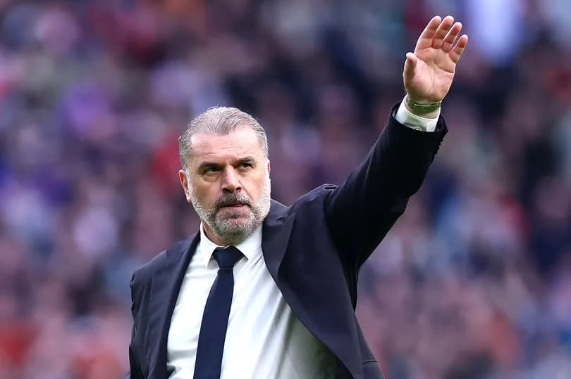 LONDON, ENGLAND - MARCH 30: Tottenham Manager Ange Postecoglou waves at the crowd after during the Premier League match between Tottenham Hotspur and Luton Town at Tottenham Hotspur Stadium on March 30, 2024 in London, England. (Photo by Chloe Knott - Danehouse/Getty Images) (Photo by Chloe Knott - Danehouse/Getty Images)