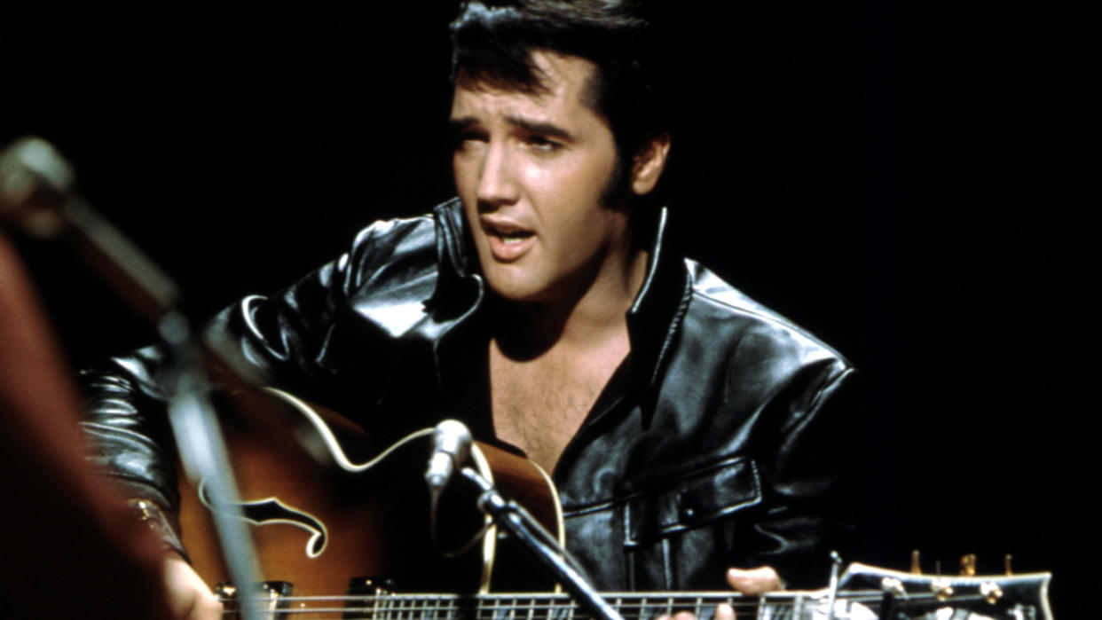  Elvis Presley performing on the Elvis comeback TV special on June 27, 1968. 