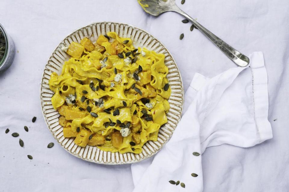 Roast butternut squash, cashel blue and saffron pappardelle (Clodagh Mckenna)