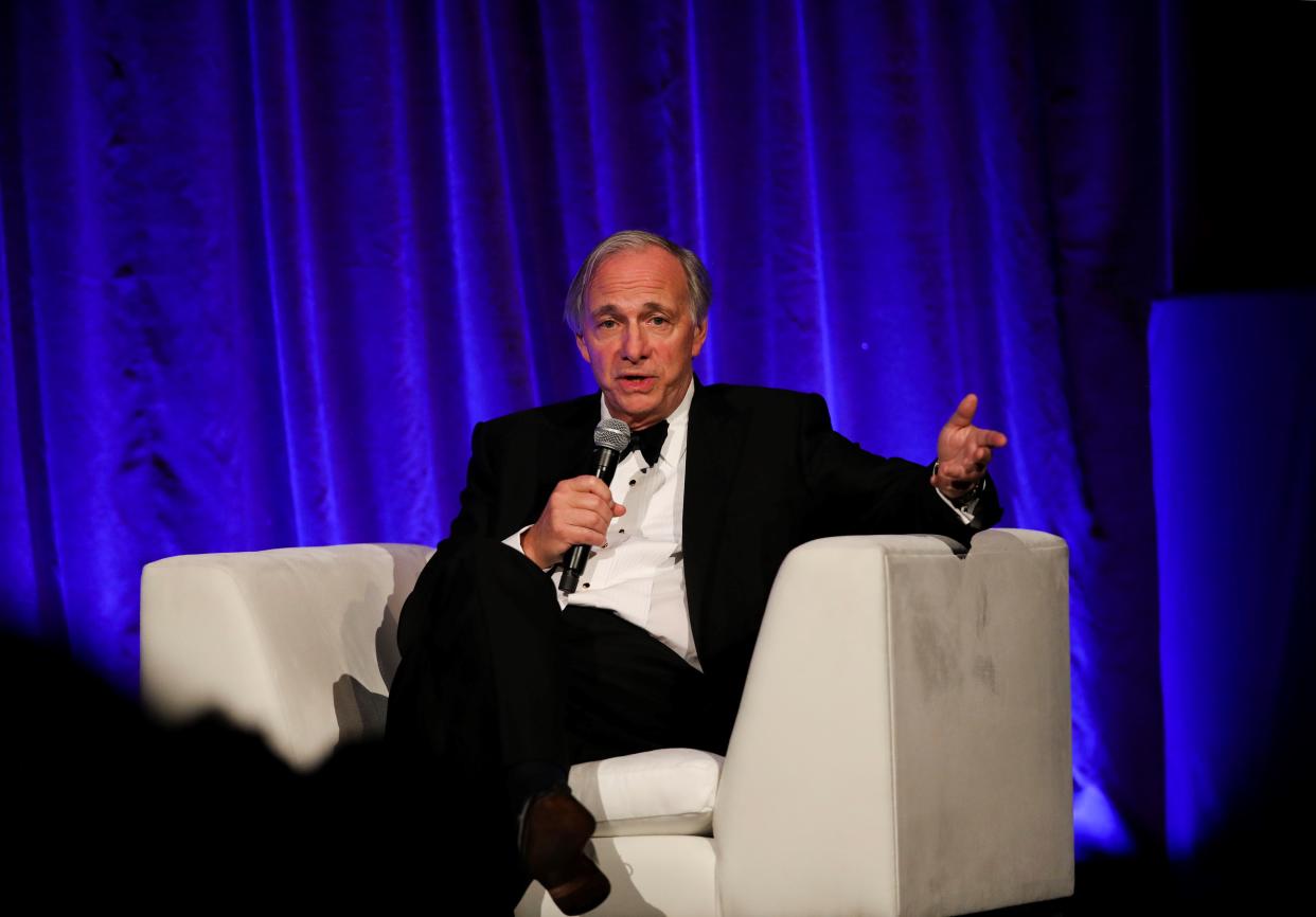 Ray Dalio, founder of Bridgewater Associates, speaks during the annual New Year gala of the China General Chamber of Commerce-USA (CGCC-USA) in New York, the United States, Feb. 22. 2022. TO GO WITH: 