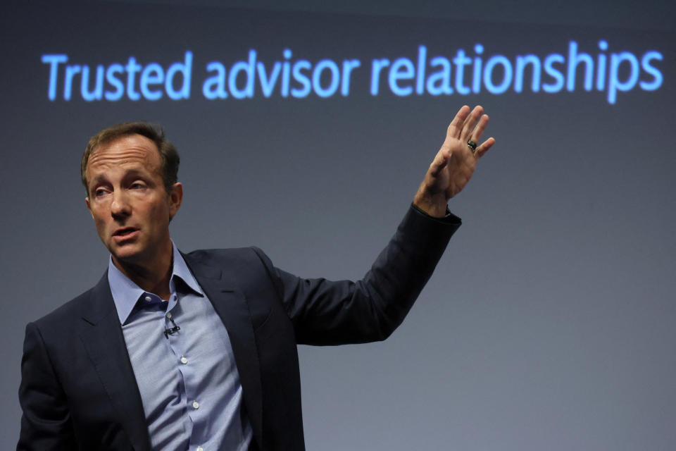 Dan Dees, Co-Head of Global Banking & Markets at Goldman Sachs, speaks during the Goldman Sachs Investor Day at Goldman Sachs Headquarters in New York City, U.S., February 28, 2023. REUTERS/Brendan McDermid