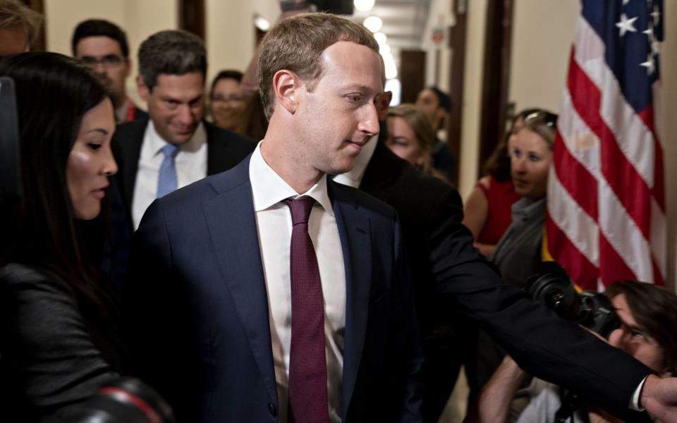 Mark Zuckerberg arriving at the office of Republican senator Josh Hawley - Bloomberg
