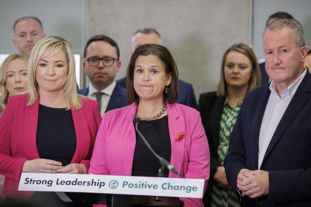 Sinn Fein’s president Mary Lou McDonald with vice-president Michelle O’Neill