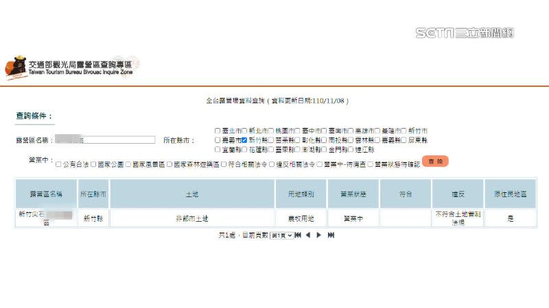 在交通部觀光局網頁一查，這個露營區根本就是非法的。（圖／翻攝自交通部觀光局）