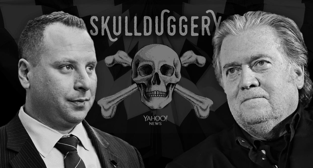 Sam Nunberg, Steve Bannon (Photo illustration: Yahoo News; photos: Zach Gibson/Getty Images, Sean Gallup/Getty Images, AP)