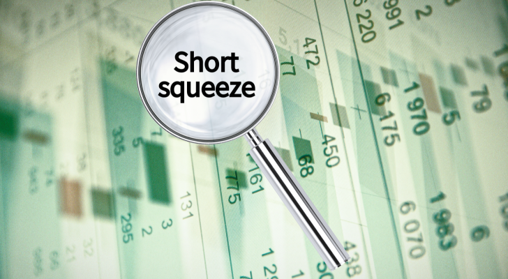 Magnifying lens over background with text Short squeeze, with the financial data visible in the background. 3D rendering., ATER is experiencing a short squeeze