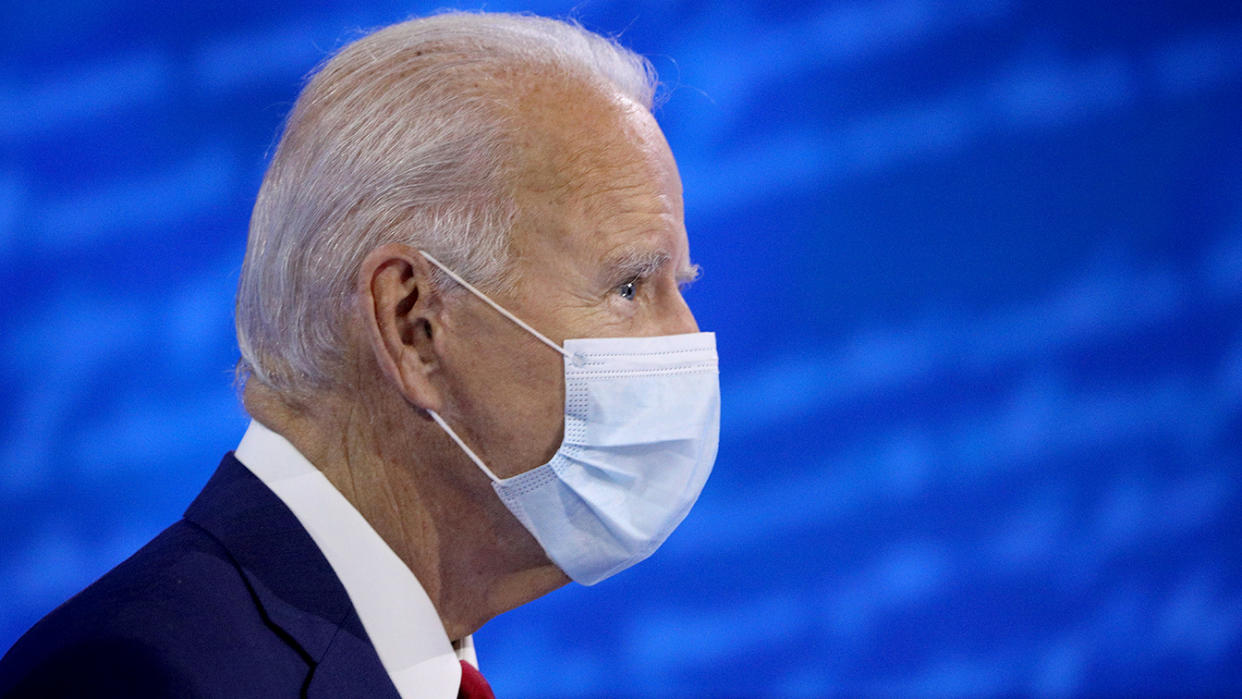 Joe Biden approaches his seat, ahead of an ABC Town Hall event at the National Constitution Center in Philadelphia, Pennsylvania on October 15, 2020.  (Tom Brenner/Reuters)