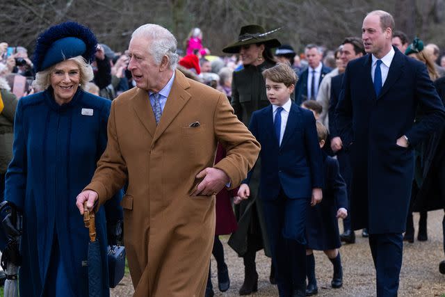 Samir Hussein/WireImage Queen Camilla, King Charles, Kate Middleton, Prince George and Prince William