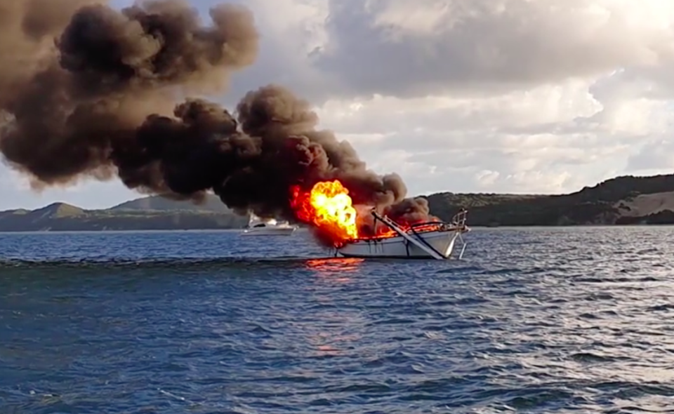 The yacht broke out in wild flames early on Friday morning. Source: Queensland Police