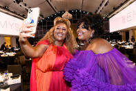 <p>Ashley Nicole Black and Nicole Byer smiled for a selfie inside the biggest night in television. </p>