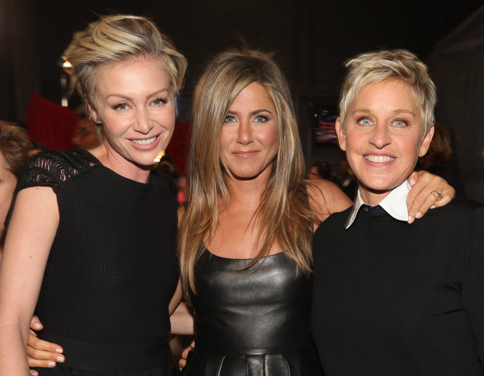 Ellen, Jennifer Aniston and Portia attend the 39th Annual People's Choice Awards at Nokia Theatre L.A. Live on January 9, 2013 in Los Angeles, California.