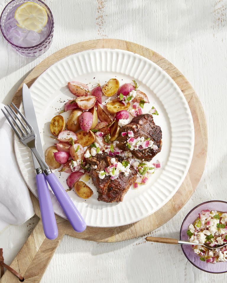 Lamb Chops with Roasted Potatoes and Radishes