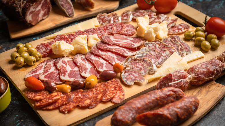 A complete charcuterie board