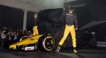 Britain Formula One - F1 - 2017 Renault Formula One Car Launch - The Lindley Hall, London - 21/2/17 Renault's Jolyon Palmer and Nico Hulkenberg unveil the new car Reuters / Alan Walter Livepic