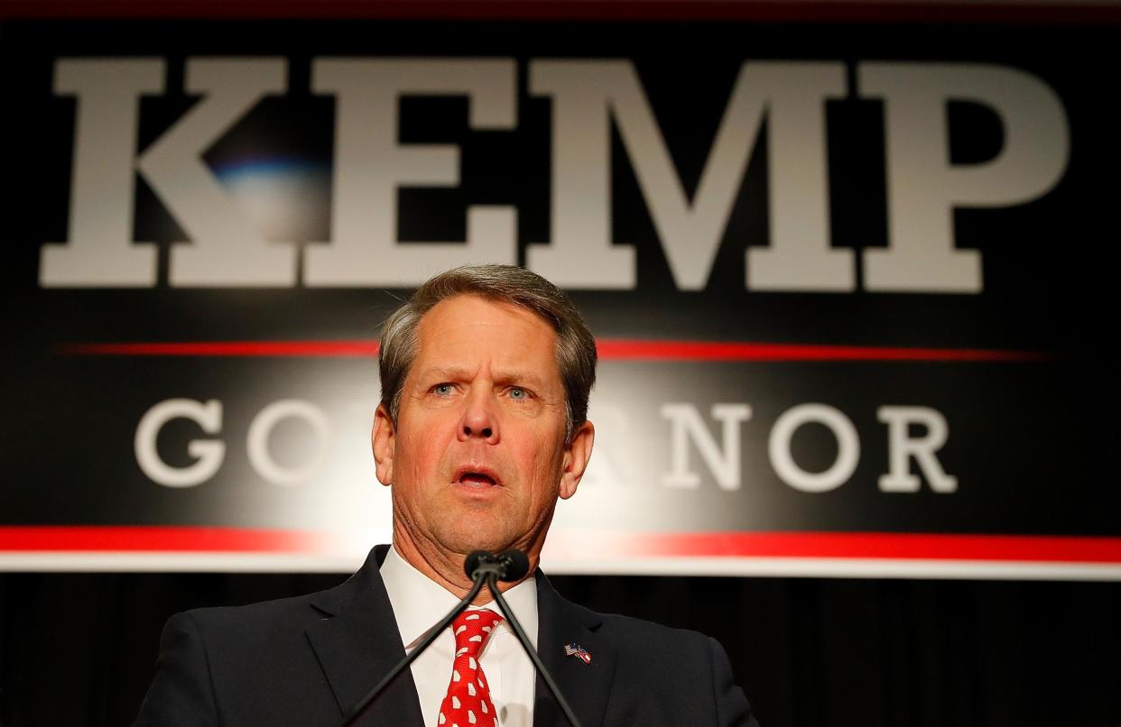 Georgia Governor Brian Kemp on election night, 6 November 2018. (Photo by Kevin C. Cox/Getty Images)