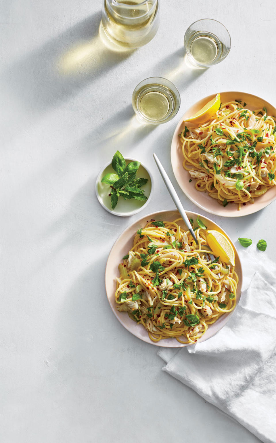 Crab, Fennel and Basil Spaghetti