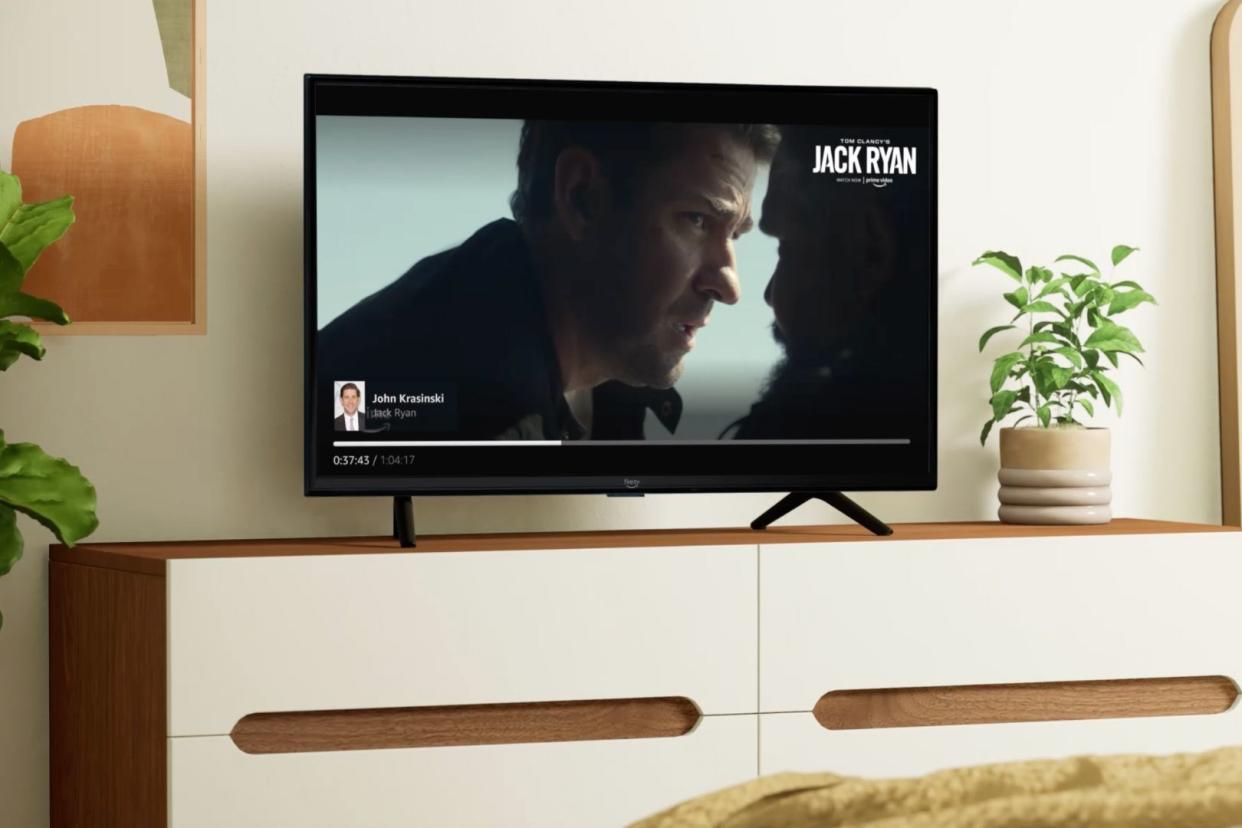 an amazon fire TV on a dresser in a room