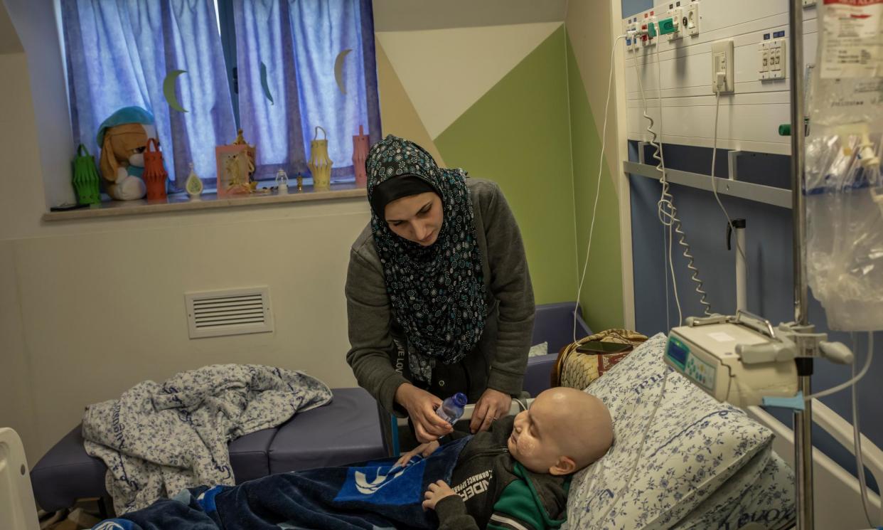 <span>The mother of Ali, eight, says his cancer was misdiagnosed in Gaza.</span><span>Photograph: Alessio Mamo/The Guardian</span>