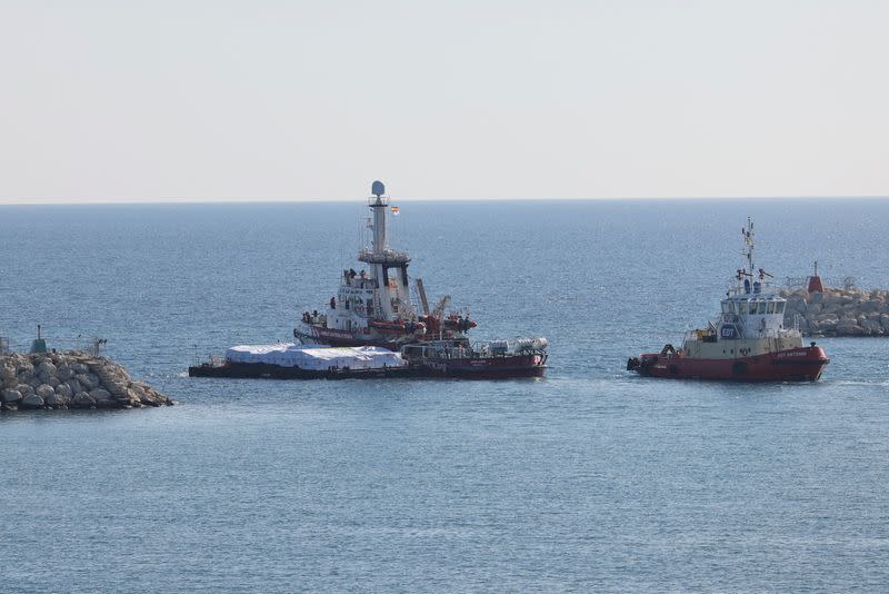 Rescue vessel Open Arms departs from the port of Larnaca with humanitarian aid for Gaza