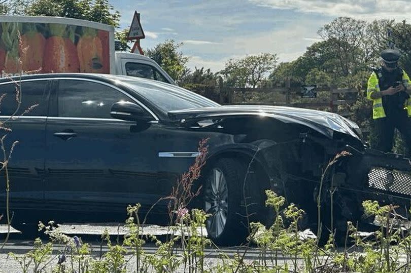 A smashed up vehicle after it crashed in North Plymouth