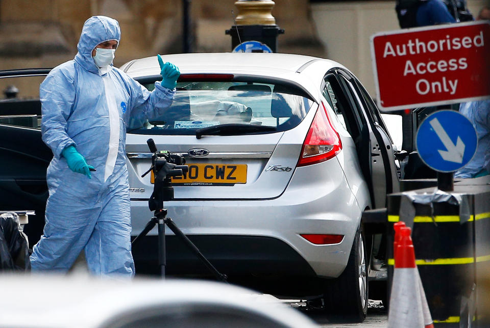 Car crash outside U.K. Parliament