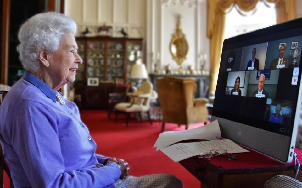 The Queen speaks to the Royal Life Saving Society via an online video call from Buckingham Palace - Buckingham Palace/Buckingham Palace